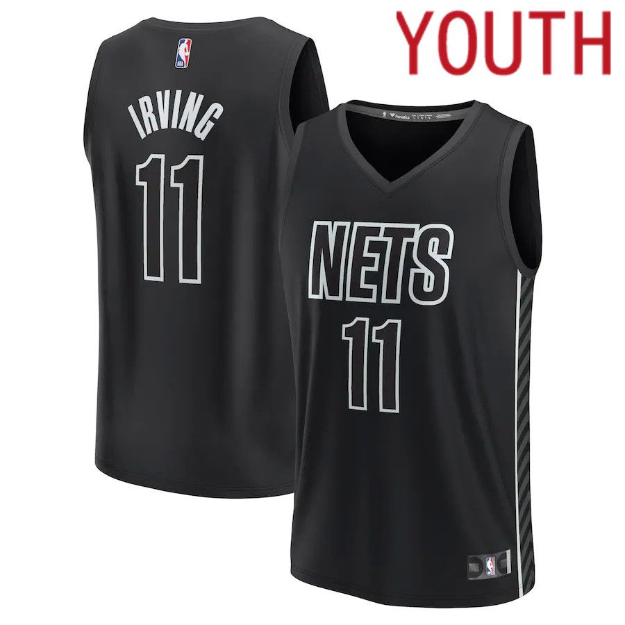 Youth Brooklyn Nets #11 Kyrie Irving Fanatics Branded Black Statement Edition 2022-23 Fast Break Player NBA Jersey